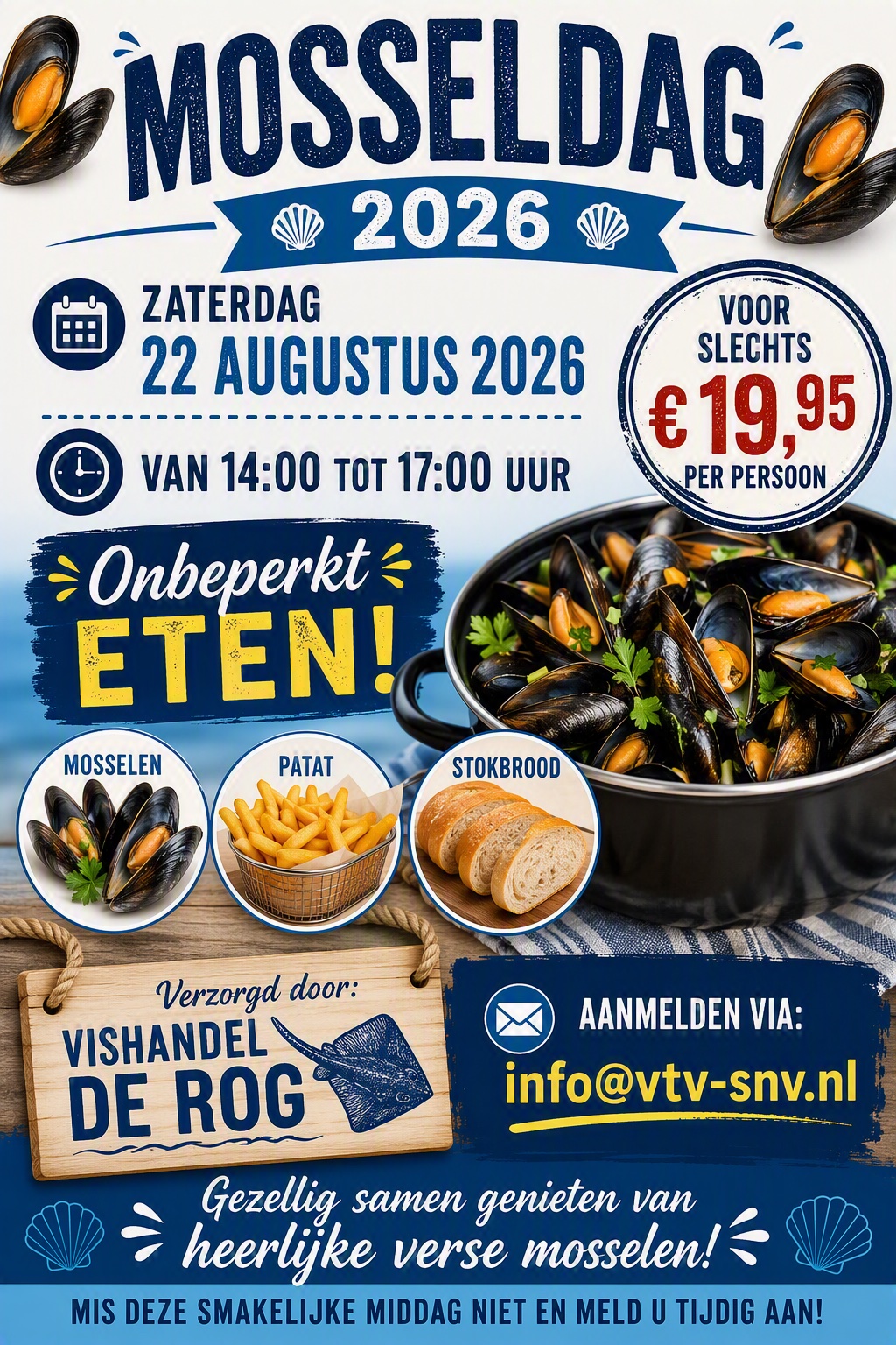 Mosseldag 22 Augustus @ Kantine SNV
